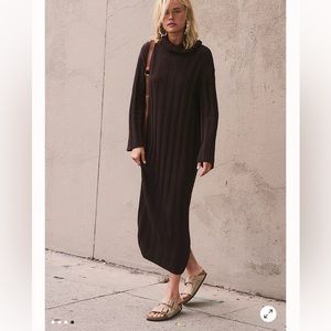 free people beach wanda sweater midi dress brown size large NWT
